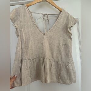 Abercrombie & Fitch Light Beige Dress with Tie Detail